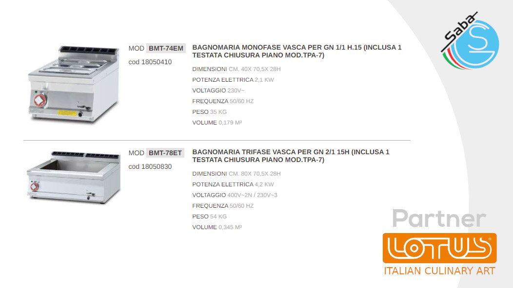PRODOTTO/I: Bagnomaria elettrici LINEA 70 SUPERLOTUS TOP LOTUS