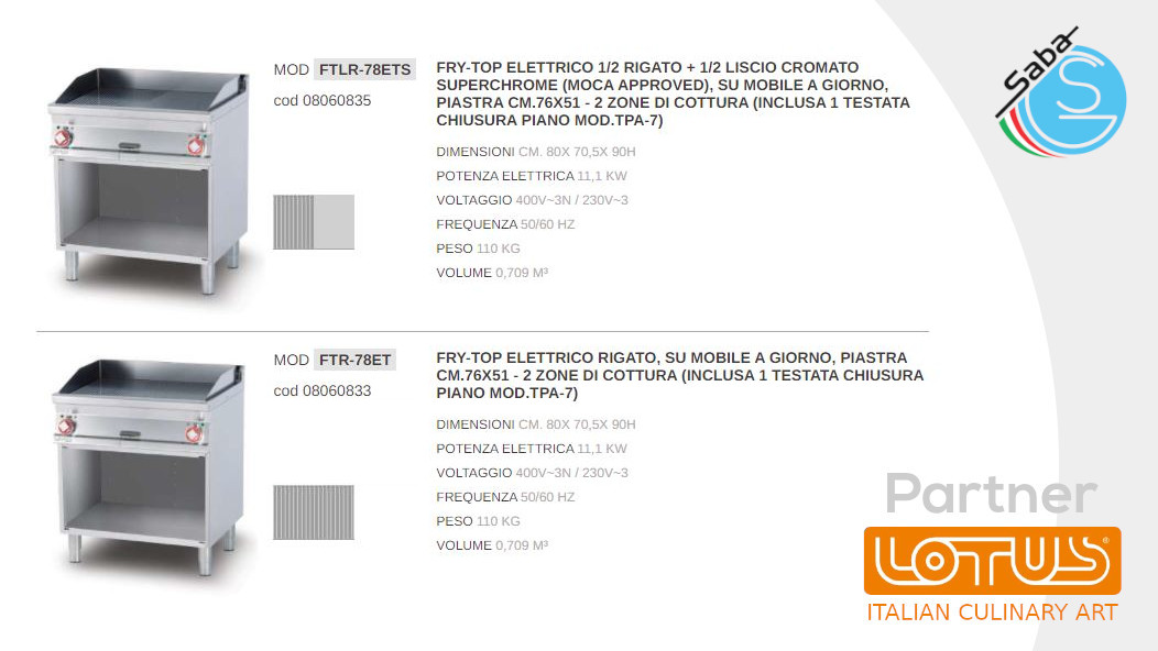 PRODOTTO/I: Fry-top elettrici LINEA 70 SUPERLOTUS LOTUS