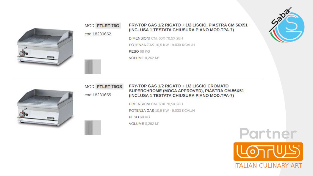 PRODOTTO/I: Fry-top a gas LINEA 70 SUPERLOTUS TOP LOTUS