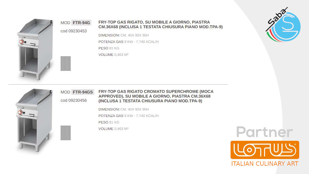 PRODOTTO/I: Fry-top a gas LINEA 90 IPERLOTUS LOTUS