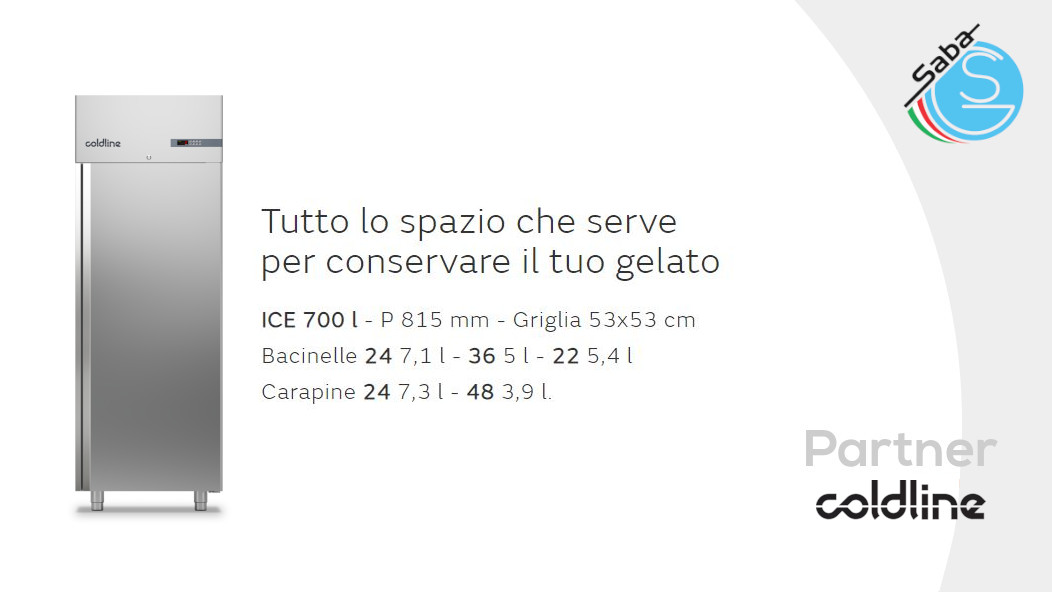 PRODOTTO/I: Freezer per gelateria Ice 700 lt -10°-22°C A70/1BG COLDLINE