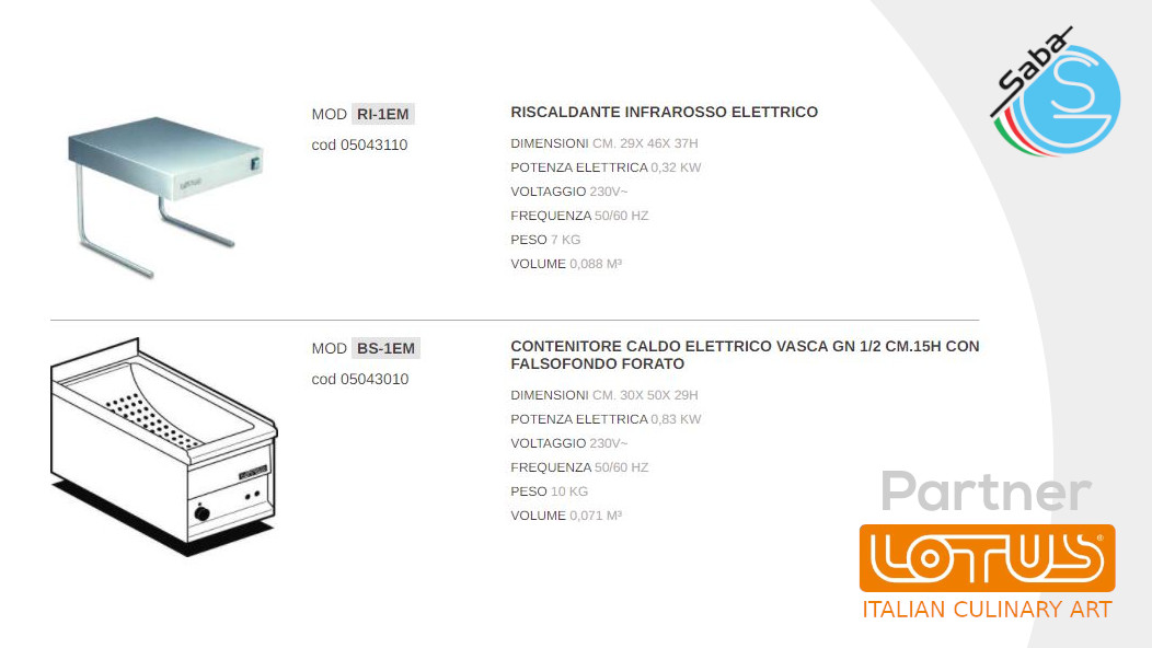 PRODOTTO/I: Contenitore caldo infrarosso LINEA 50 SNACK LOTUS