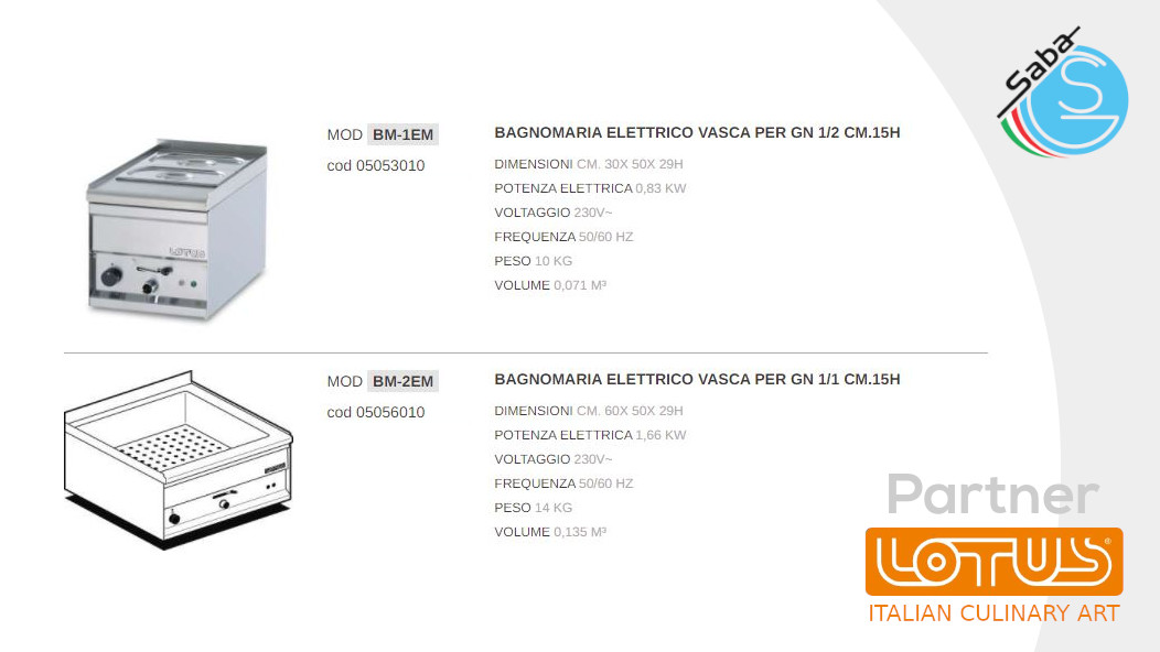 PRODOTTO/I: Bagnomaria elettrici LINEA 50 SNACK LOTUS