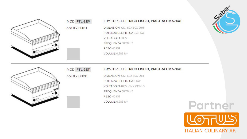 PRODOTTO/I: Fry-Top elettrici LINEA 50 SNACK LOTUS