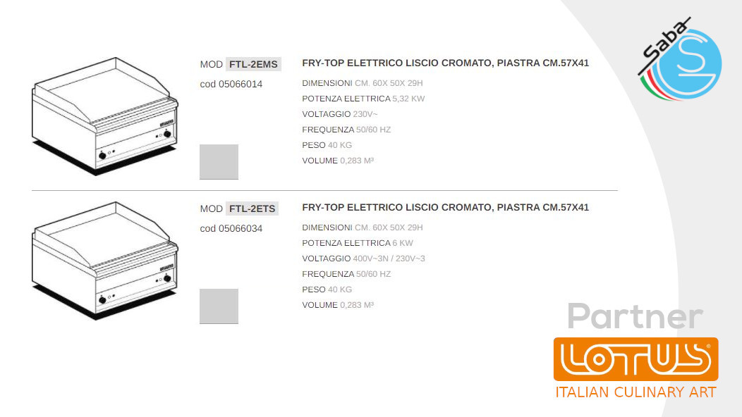 PRODOTTO/I: Fry-Top elettrici LINEA 50 SNACK LOTUS