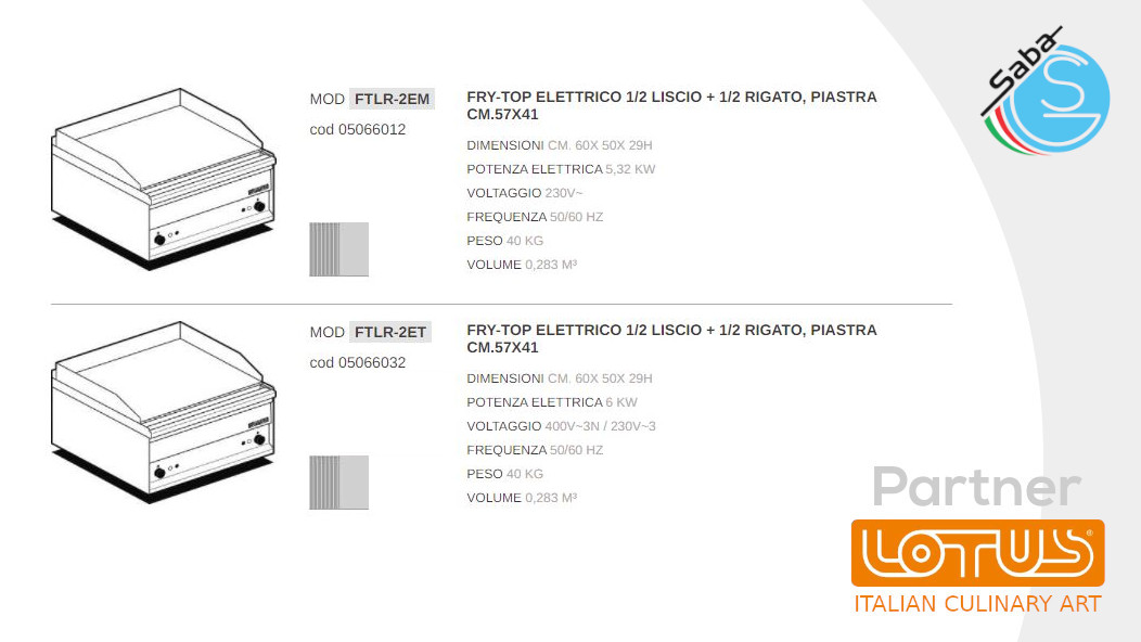 PRODOTTO/I: Fry-Top elettrici LINEA 50 SNACK LOTUS