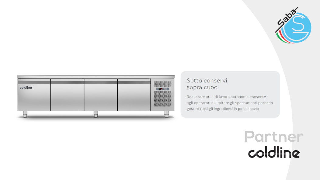 PRODOTTO/I: Tavolo refrigerato Snack GN 4 porte -2°+8°C TP21/1M-490 COLDLINE