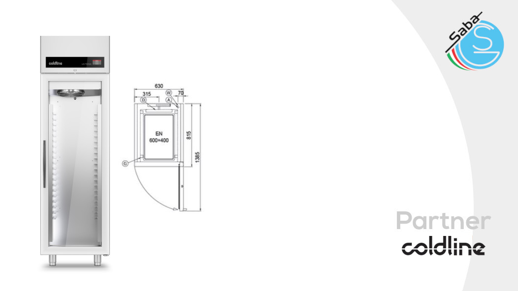 PRODOTTO/I: Armadio Fermalievitazione 550 litri 1 porta vetro A55/1FHV COLDLINE