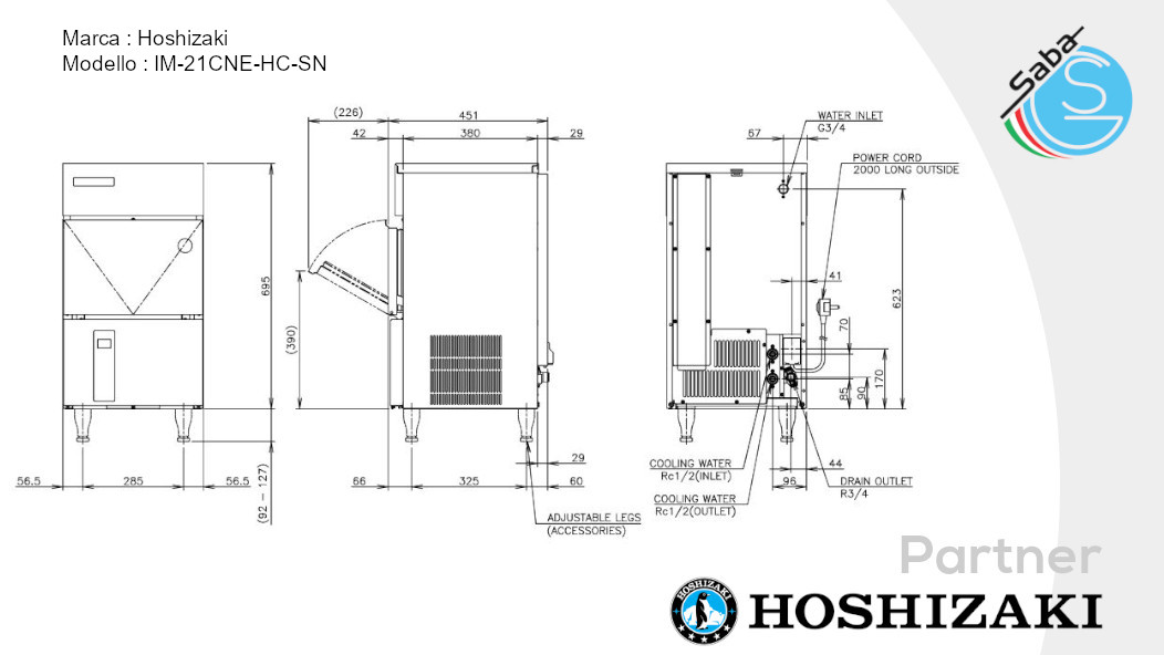 PRODOTTO/I: Fabbricatore di ghiaccio Hoshizaki IM-21 CNE-HC-SN