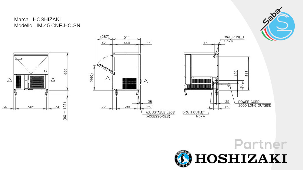 PRODOTTO/I: Fabbricatore di ghiaccio Hoshizaki IM-45 CNE-HC-SN