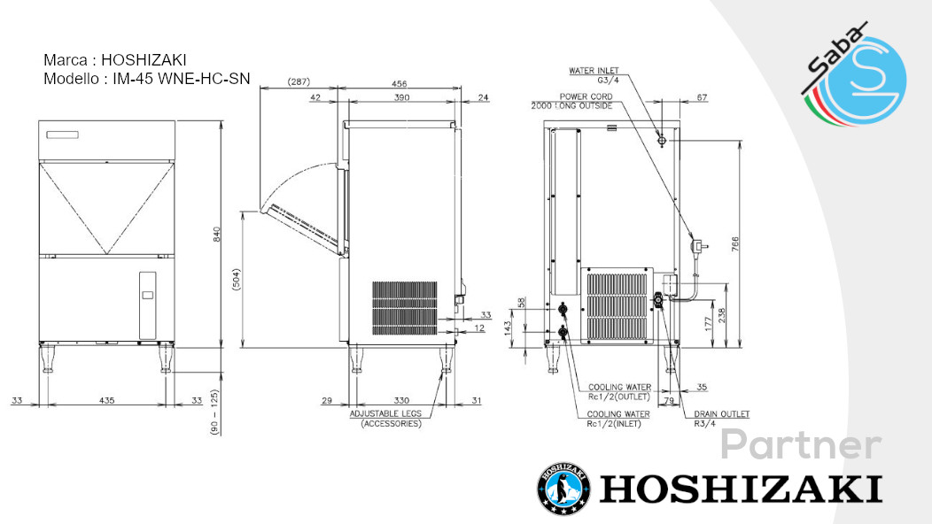 PRODOTTO/I: Fabbricatore di ghiaccio Hoshizaki IM-45 WNE-HC-SN