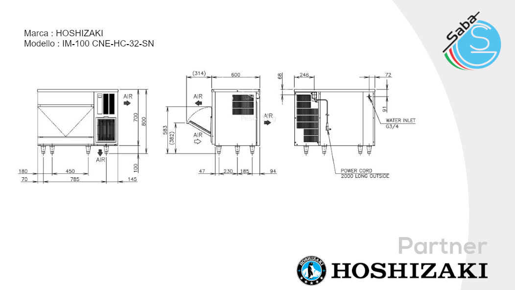 PRODOTTO/I: Fabbricatore di ghiaccio Hoshizaki IM-100 CNE-HC-32-SN