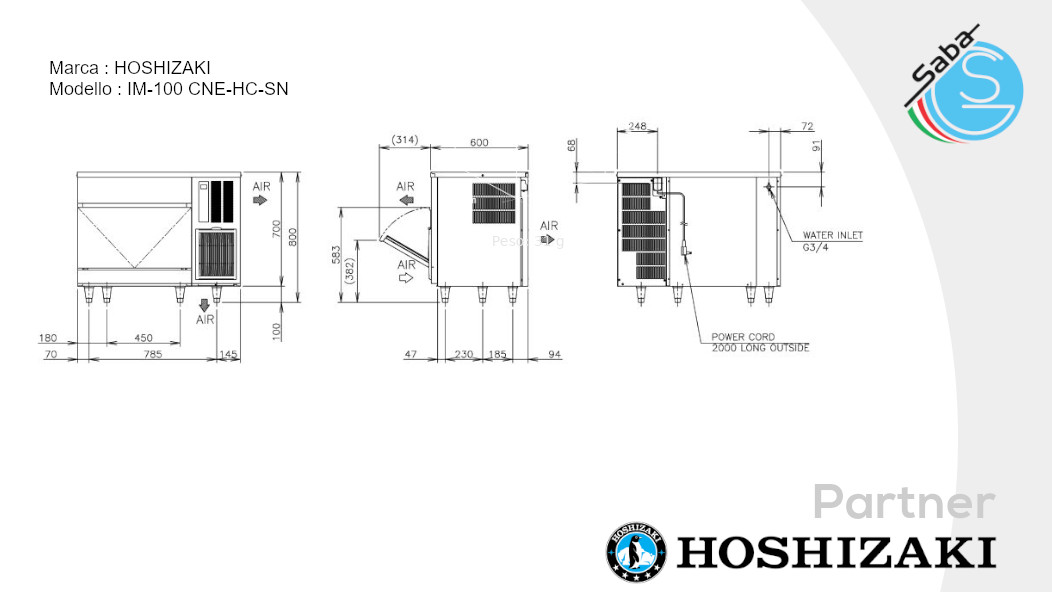 PRODOTTO/I: Fabbricatore di ghiaccio Hoshizaki IM-100 CNE-HC-SN