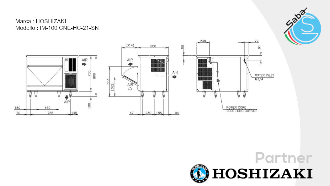 PRODOTTO/I: Fabbricatore di ghiaccio Hoshizaki IM-100 CNE-HC-21-SN