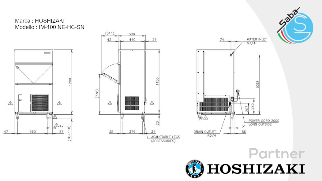 PRODOTTO/I: Fabbricatore di ghiaccio Hoshizaki IM-100 NE-HC-SN
