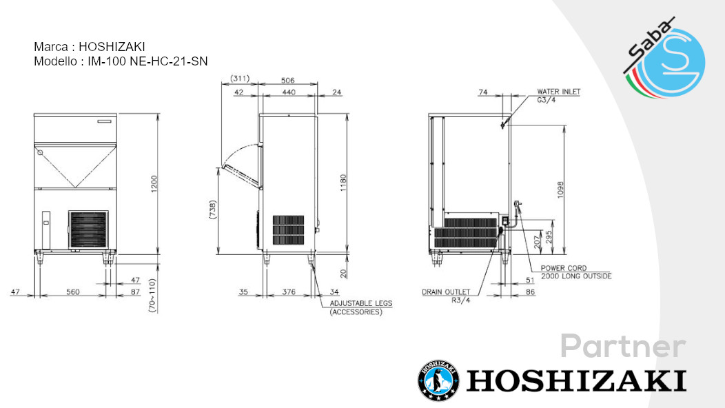 PRODOTTO/I: Fabbricatore di ghiaccio Hoshizaki IM-100 NE-HC-21-SN