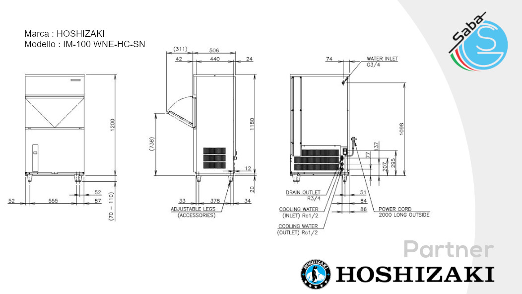 PRODOTTO/I: Fabbricatore di ghiaccio Hoshizaki IM-100 WNE-HC-SN