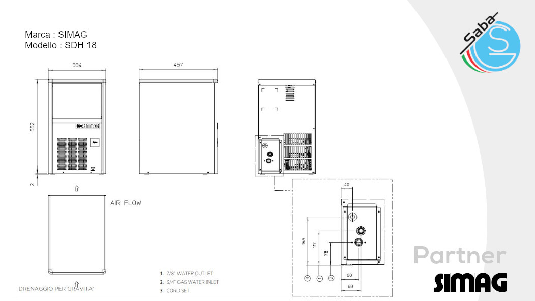 PRODOTTO/I: Fabbricatore di ghiaccio a cubetti cavi SDH 18 SIMAG