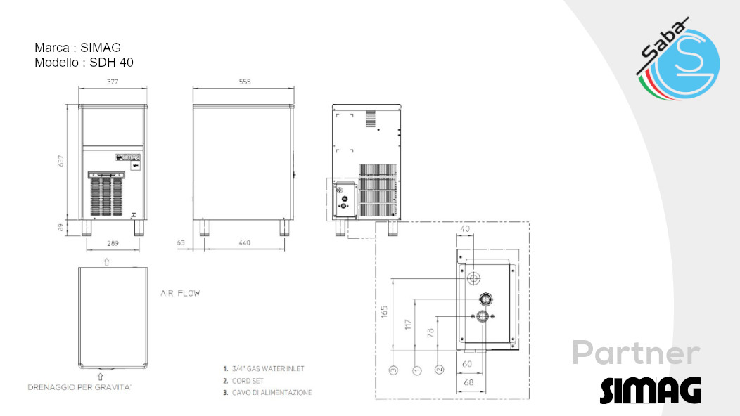 PRODOTTO/I: Fabbricatore di ghiaccio a cubetti cavi SDH 40 SIMAG