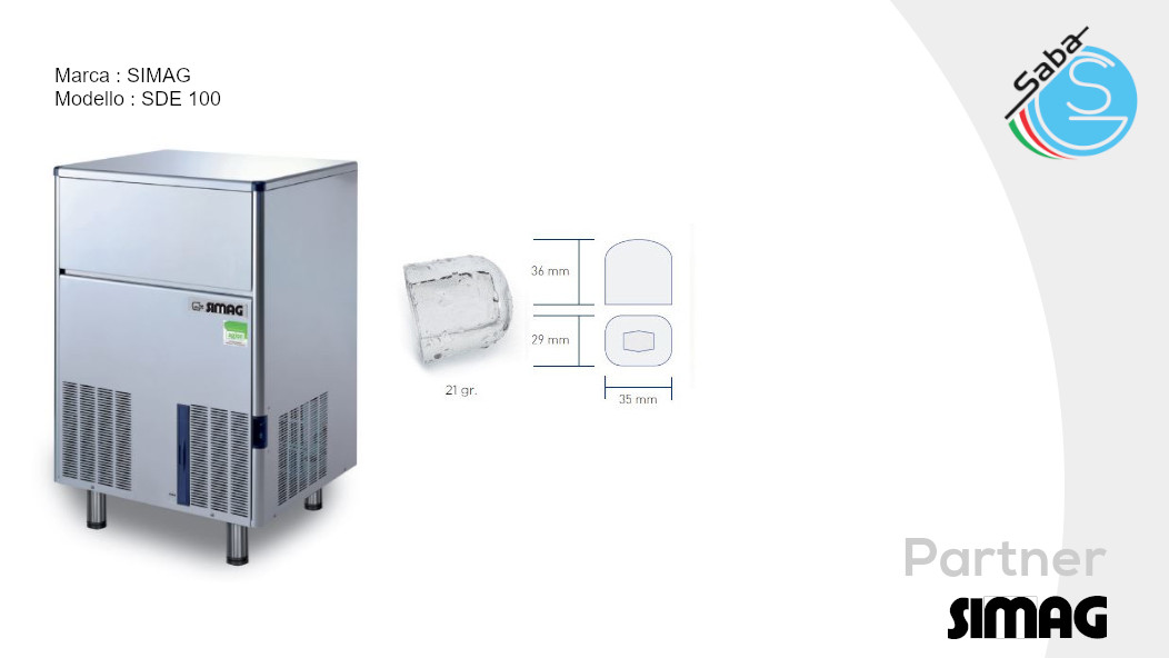 PRODOTTO/I: Fabbricatore di ghiaccio a cubetti cavi SDE 100 SIMAG