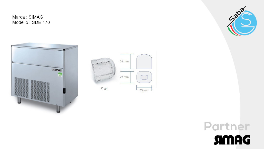 PRODOTTO/I: Fabbricatore di ghiaccio a cubetti cavi SDE 170 SIMAG