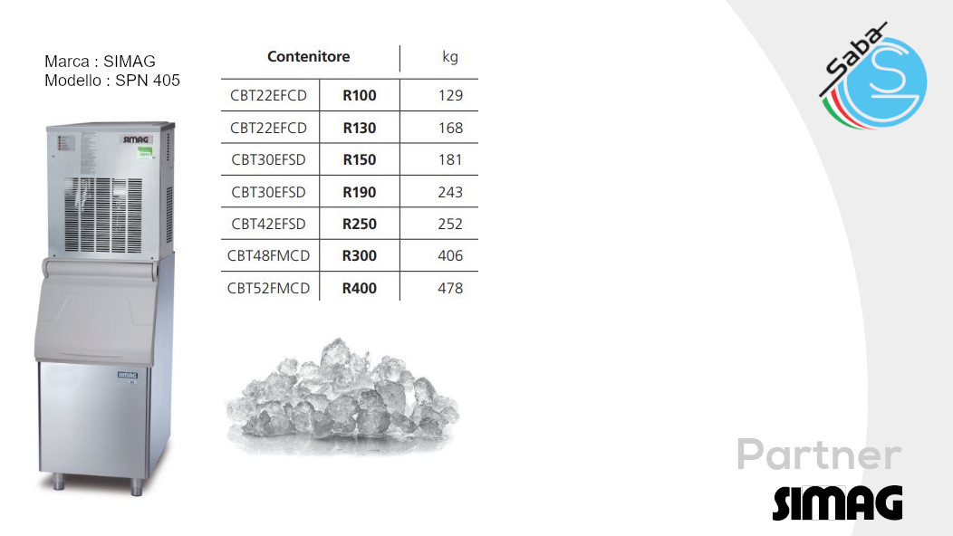 PRODOTTO/I: Fabbricatore di ghiaccio granulare SPN 405 SIMAG