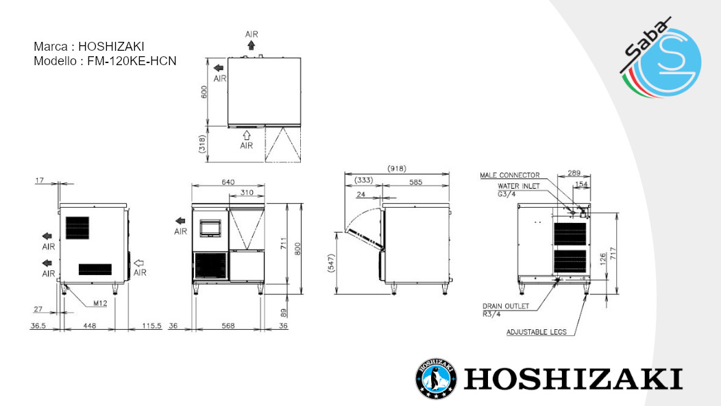 PRODOTTO/I: Fabbricatore di ghiaccio Hoshizaki FM-120KE-HCN