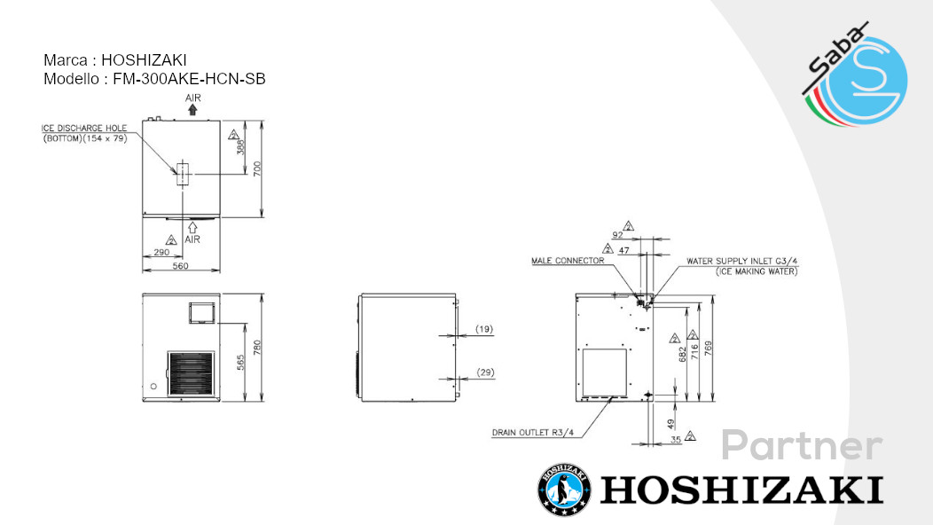PRODOTTO/I: Fabbricatore di ghiaccio Hoshizaki FM-300AKE-HCN-SB