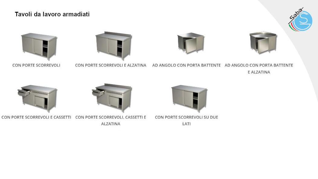 PRODOTTO/I: Tavoli da lavoro armadiati