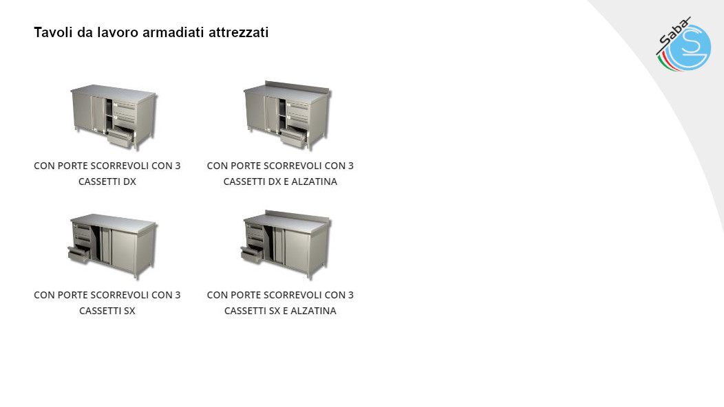 PRODOTTO/I: Tavoli da lavoro armadiati attrezzati