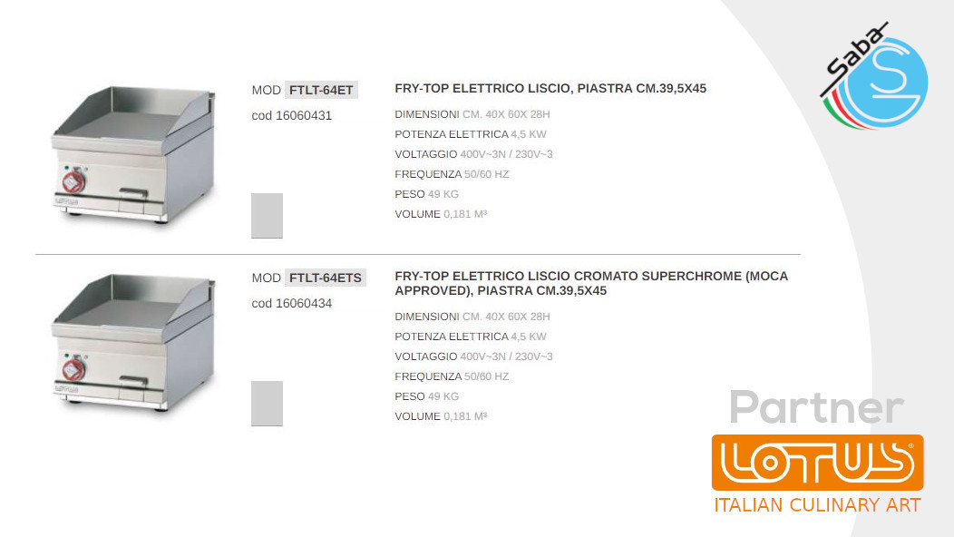 PRODOTTO/I: Fry-top elettrici top 60 MAGICLOTUS LOTUS