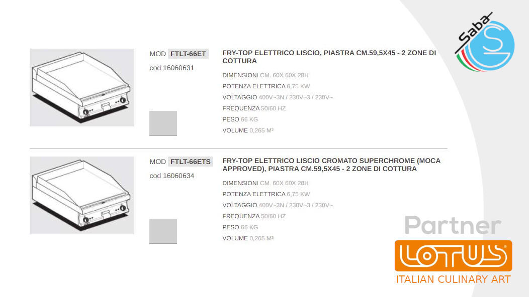 PRODOTTO/I: Fry-top elettrici top 60 MAGICLOTUS LOTUS