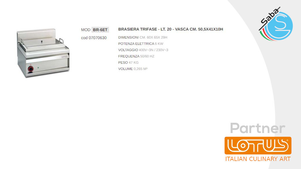 PRODOTTO/I: Brasiere fisse multifunzione elettriche 65 MAGICPROF LOTUS