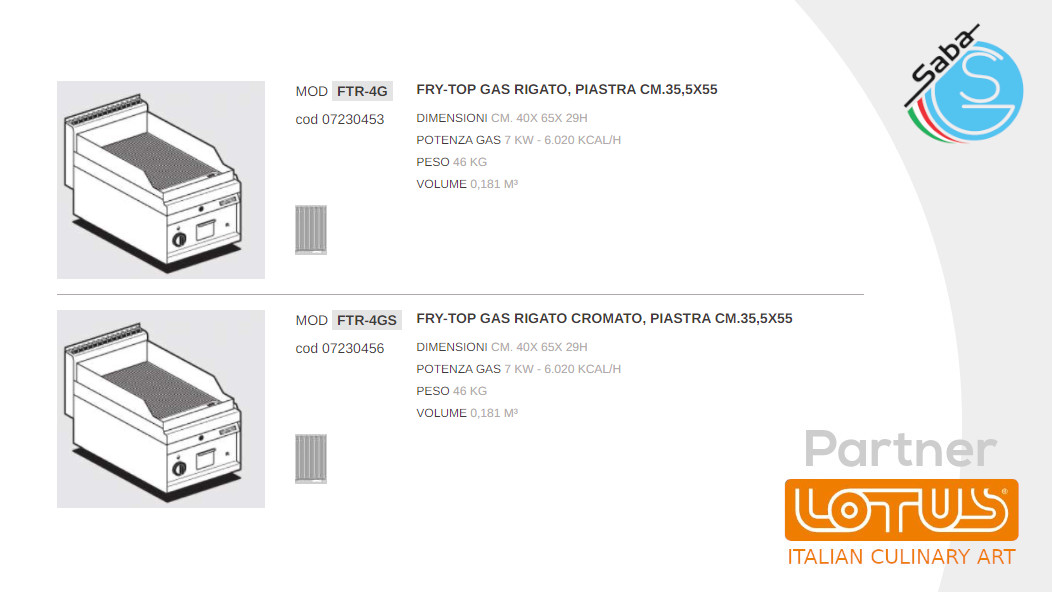 PRODOTTO/I: Fry-top a gas 65 MAGICPROF LOTUS