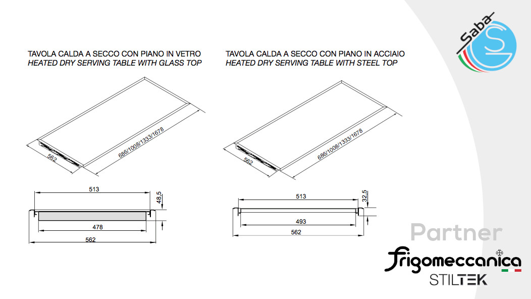 PRODOTTO/I: Drop-in piano caldo a secco - semilavorata - FRIGOMECCANICA