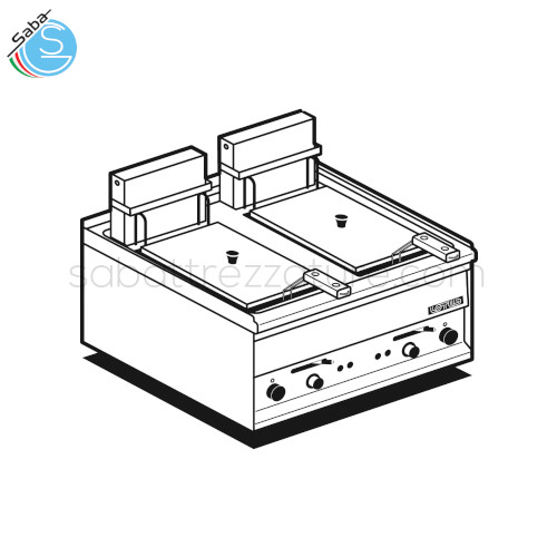 FRIGGITRICE elettrica - Vasche lt. 8+8 N. 2 cesti cm. 20x27x11h - Produzione patate: 18 Kg/h - Dimensioni cm. 60 x 50 x 29h - Potenza elettrica 6 kW - Voltaggio 230V - Frequenza 50/60 Hz - Peso 33 kg