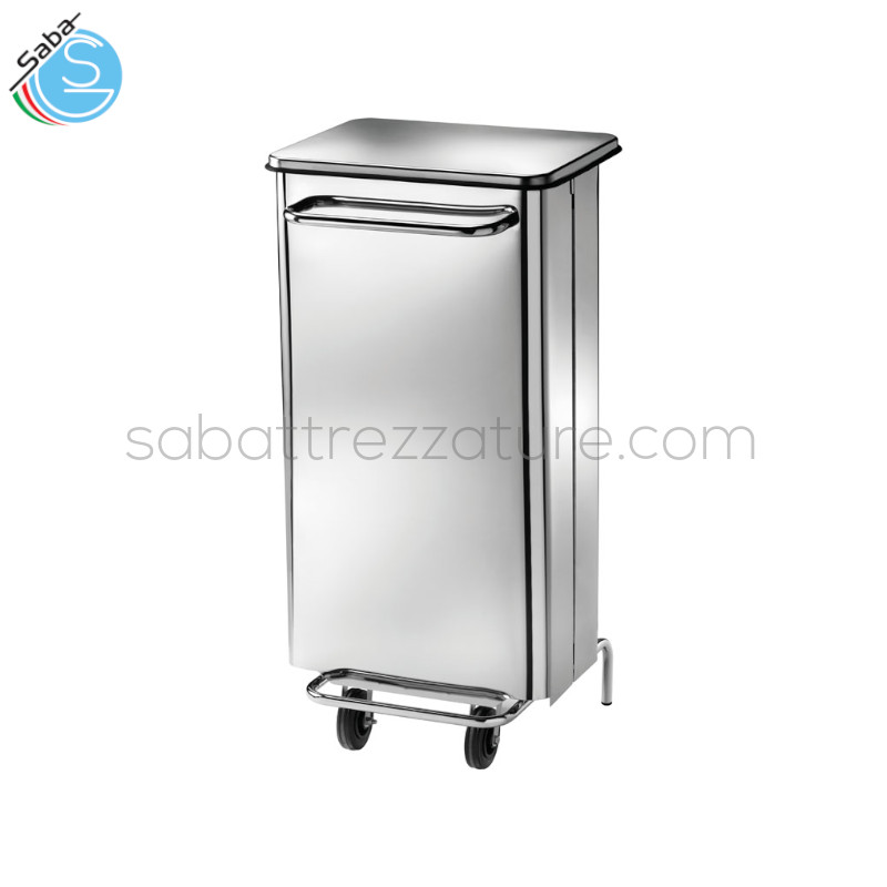 OFFERTA: Pattumiera e portarifiuti rettangolare - Struttura in acciaio inox comando apertura a pedale - estrazione sacco anteriore - 2 ruote - Dimensioni (cm) 49 x 50 x 79(H) - Capacità (L) 70 - Peso netto (Kg) 12