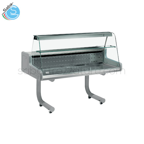 Vetrina refrigerata carrellata pesce - Dimensioni cm L 100 x P 99 X H 124 - Temperatura +2° / +4 ° C - Refrigerazione statica - Gruppo incorporato - Base con ruote di serie