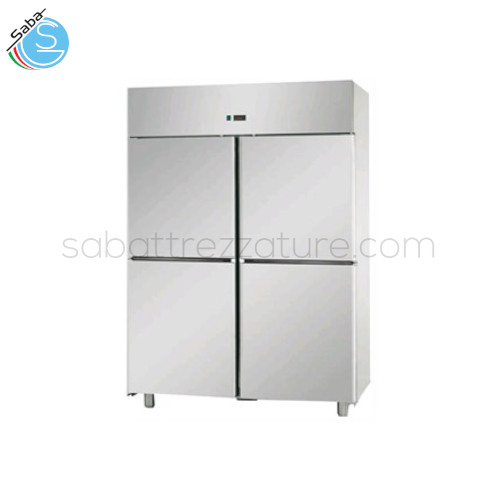 Armadio refrigerato 1200 0/+10 °C 4 porte - Capacità: Lt 1200 - Dimensioni: cm 142x70x203/210H - Peso: Kg 141 - Alimentazione: 230 V, 50 Hz  - Assorbimento: W 570