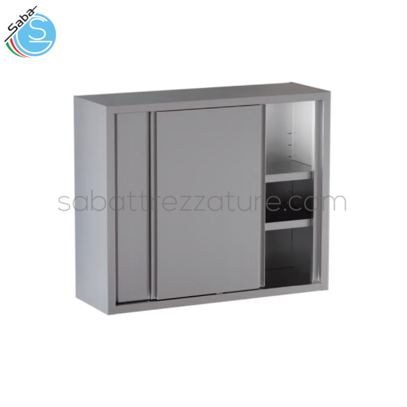 OFFERTA: Pensile con 2 porte scorrevoli e con 2 ripiani lisci - Acciaio inox 18/10 AISI 304 - Dimensioni cm L160xP40xH100 - Nr. 2 porte scorrevoli - Nr. 2 ripiani intermedi - Peso netto Kg 57