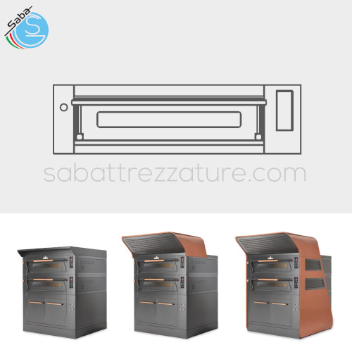 Forno elettrico modulare 1 camera - 6 Pizze diametro 30/35 cm - 2 teglie 60x40 cm - Dim. est. L144xP100xH40 cm - Dim. int. L105xP70xH17 cm - Pot. max kW/h 9 - Temp. °C 0/450 - Alimentazione V/Ph/Hz 400/3/50-60