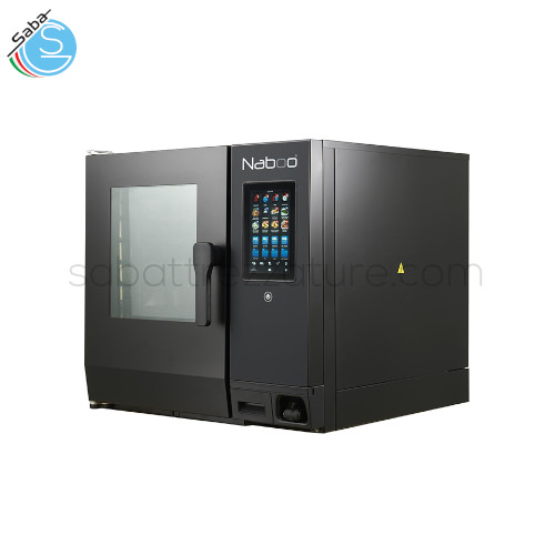 Forno elettrico a vapore diretto Naboo 5.0 NAE061B Black edition by Lainox - Combi per la ristorazione e grandi business - 6 X 1/1 GN - 6 X EN1 (600 X 400) - Comandi con schermo touch screen - Dim. est. L852 x P797 x H775  mm