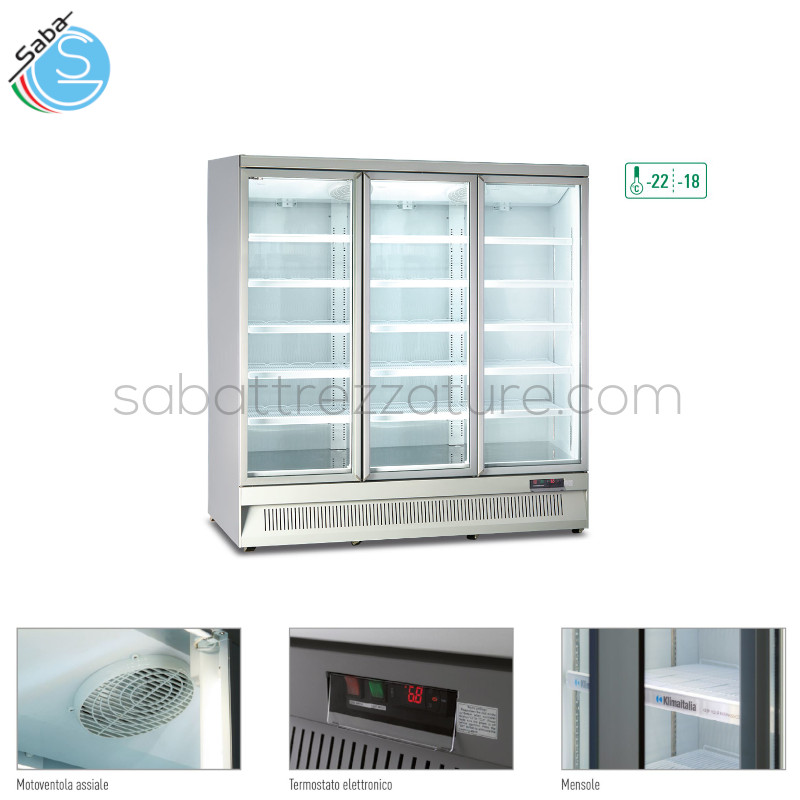 OFFERTA: Armadio murale tre porte no frost - Temperatura di esercizio: -18°/-22°C - Consumo energia elettrica: 1,752 Kw - Alimentazione: monofase - Dimensioni esterne: cm 188x76x199,7H - Dimensioni interne: cm 176x53x155,4H - Peso netto: 305 Kg