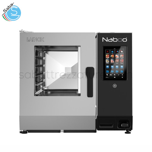 Naboo Boosted mod. NAE061B - Combi per la ristorazione e grandi business - 6 x 1/1 GN - Elettrico a vapore diretto - Generatore di vapore optional - Comandi con schermo Touch Screen - Cotture automatiche interattive - Dimensioni L852 x P797 x H775 mm