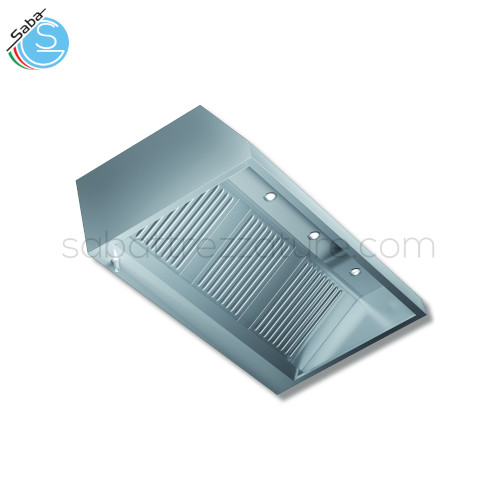 Cappa a parete con motore in acciaio inox 18/10 AISI 304 - Dimensioni (LXPXH) 120X110X45 cm - N. filtri 2 - N. luci 3 (faretti a LED Spotlight) - 1 velocità - Portata m3/h 1660 - Watt 147 - Peso 70 kg - Tensione 220V 1N - Frequenza 50Hz