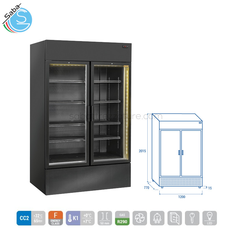 OFFERTA: Drink cooler verticale 1200 Lt con opalina public. - Temp. +1 +10 C - Cons. 6.8 Kw in 24h - Dim. esterne 120x77x203H cm - TKG 1000CB COOL HEAD