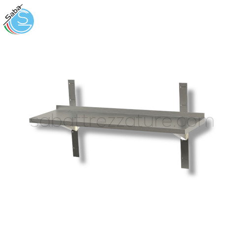 Mensola a parete professionale liscia inox 100x40x4H cm - Peso 3 kg - Portata circa 60/70 kg al metro uniformemente distribuiti - Dotata di 2 cremagliere posteriori che consentono una buona capacità di carico