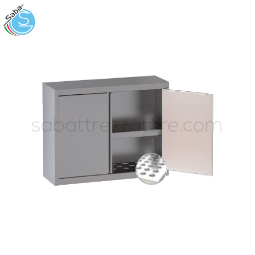 Pensile in acciaio INOX AISI 304 con finitura Scotch Brite 18/10 2 porte battenti con sgocciolatoio - Dimensioni 80x40x65H cm - Peso 21 kg