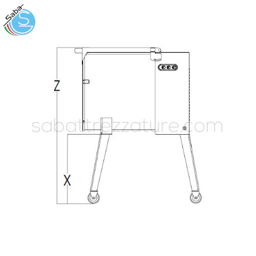 Gambe medie con ruote per Mescolatore da banco La Felsinea ME 30 M - Altezza rialzo mescolatore : + 440 mm - Peso Kg 8,00 (2 x 4)