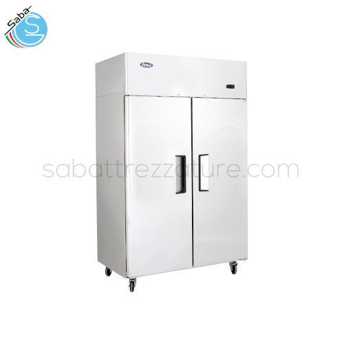 Freezer BT compatto doppia porta 1200mm - Refrig. Ventilata - Temp. d'esercizio -22°/-17° C - Capacita lorda 900 lt - Numero vani 1 - Dim. est. LxPxH 120x73x194,5 cm - Dim. int. LxPxH 110x54x138 cm - Peso 132 kg - Alim. Monofase - Potenza 750 W